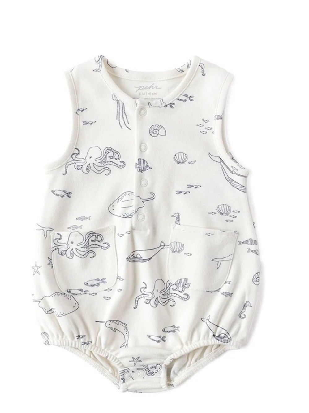 pehr Cream Nautical Print Sleeveless One-Piece